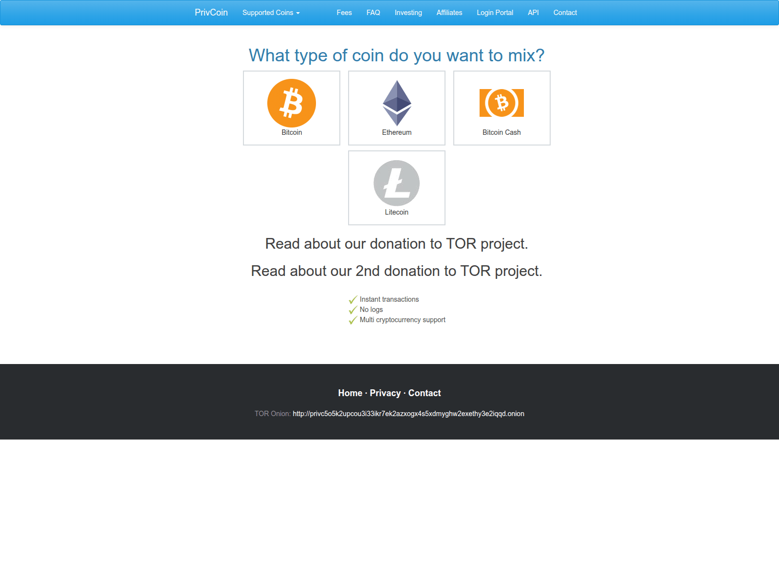 Screenshot of privcoin.cc