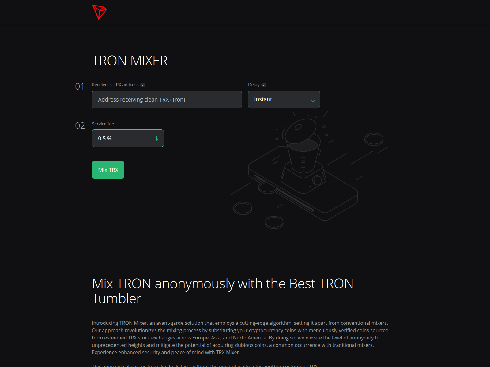 Screenshot of tron-trx-mixer.top