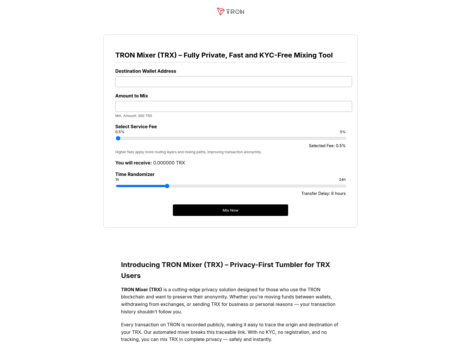 Screenshot of tronmixers.com
