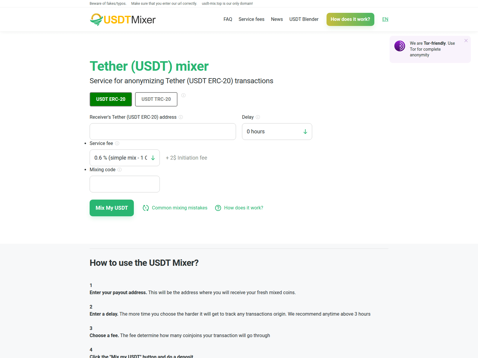 Screenshot of usdt-mix.top