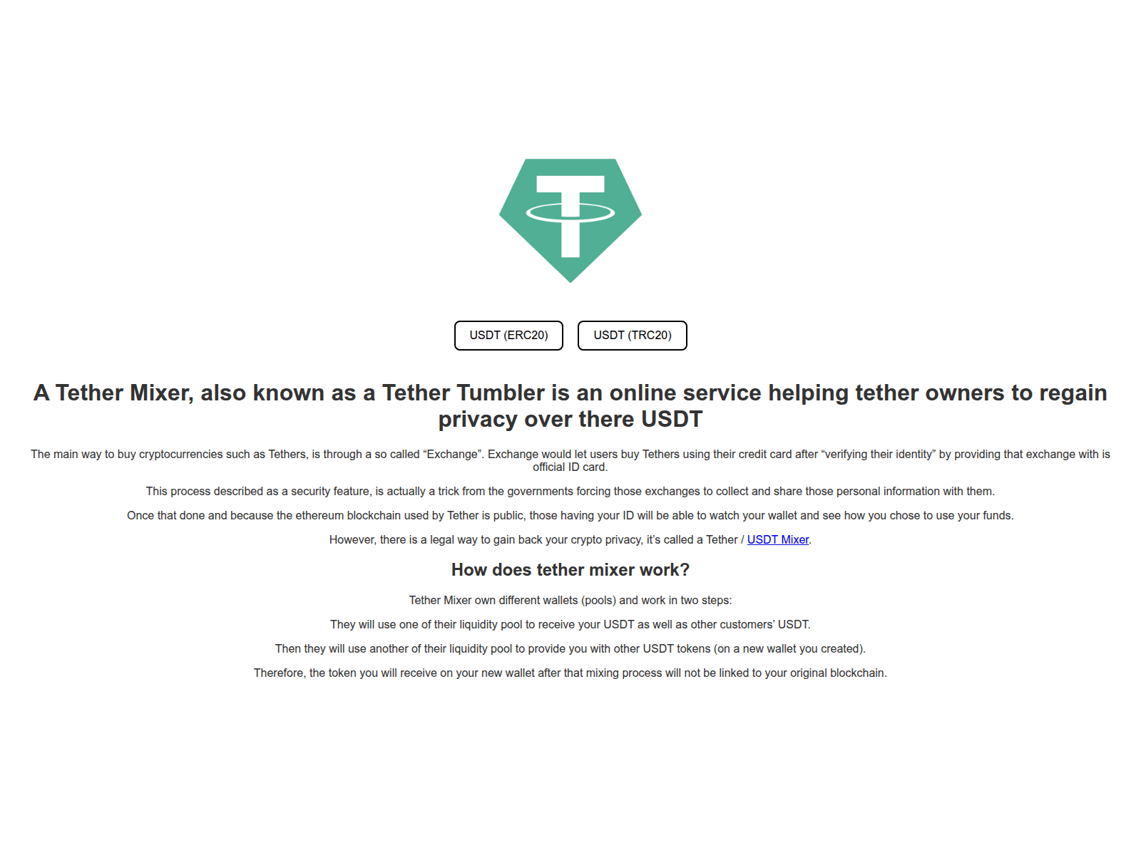 Screenshot of usdtmixer.it.com