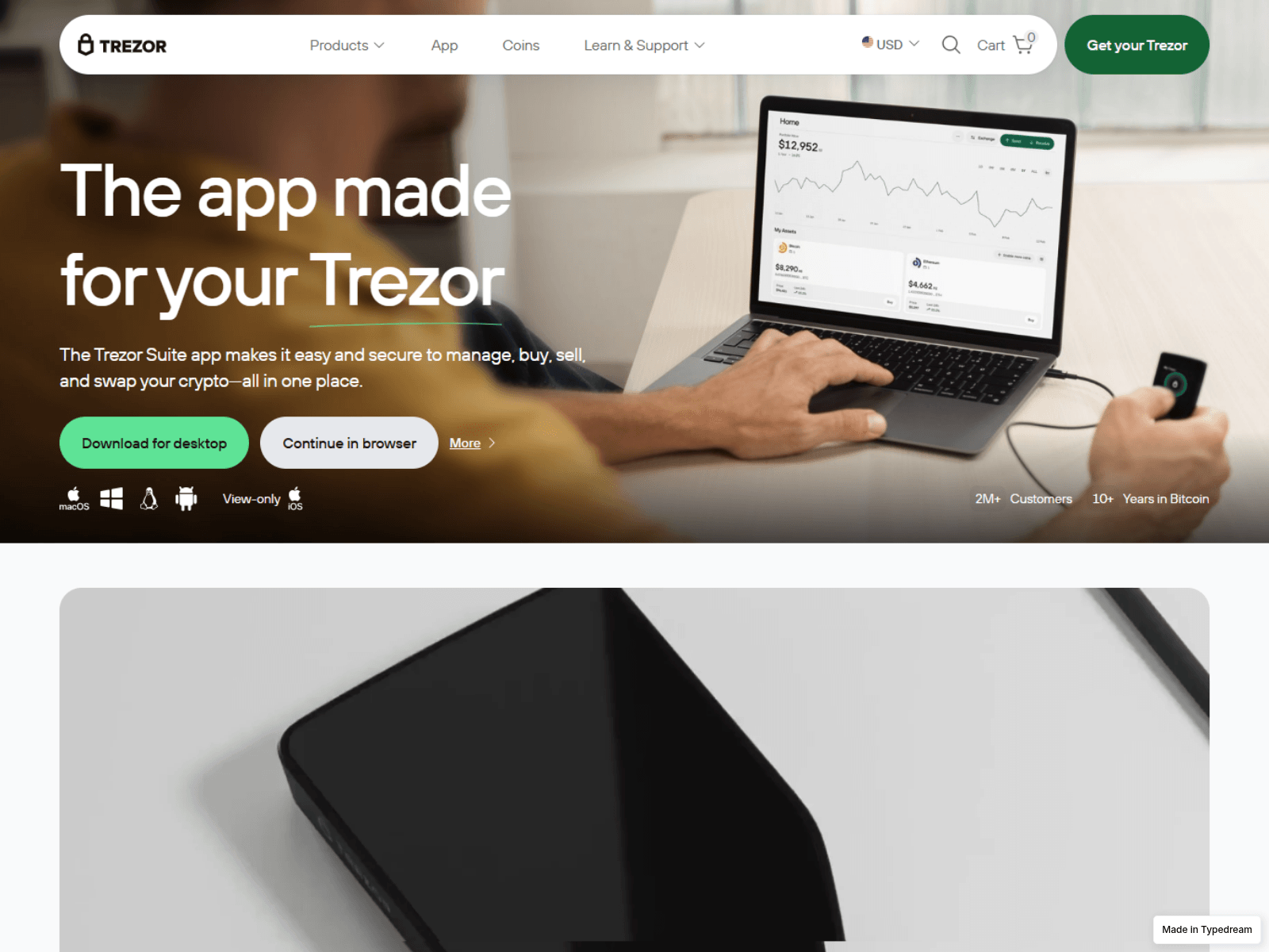 Screenshot of help-get-us-trezor-suite.typedream.app
