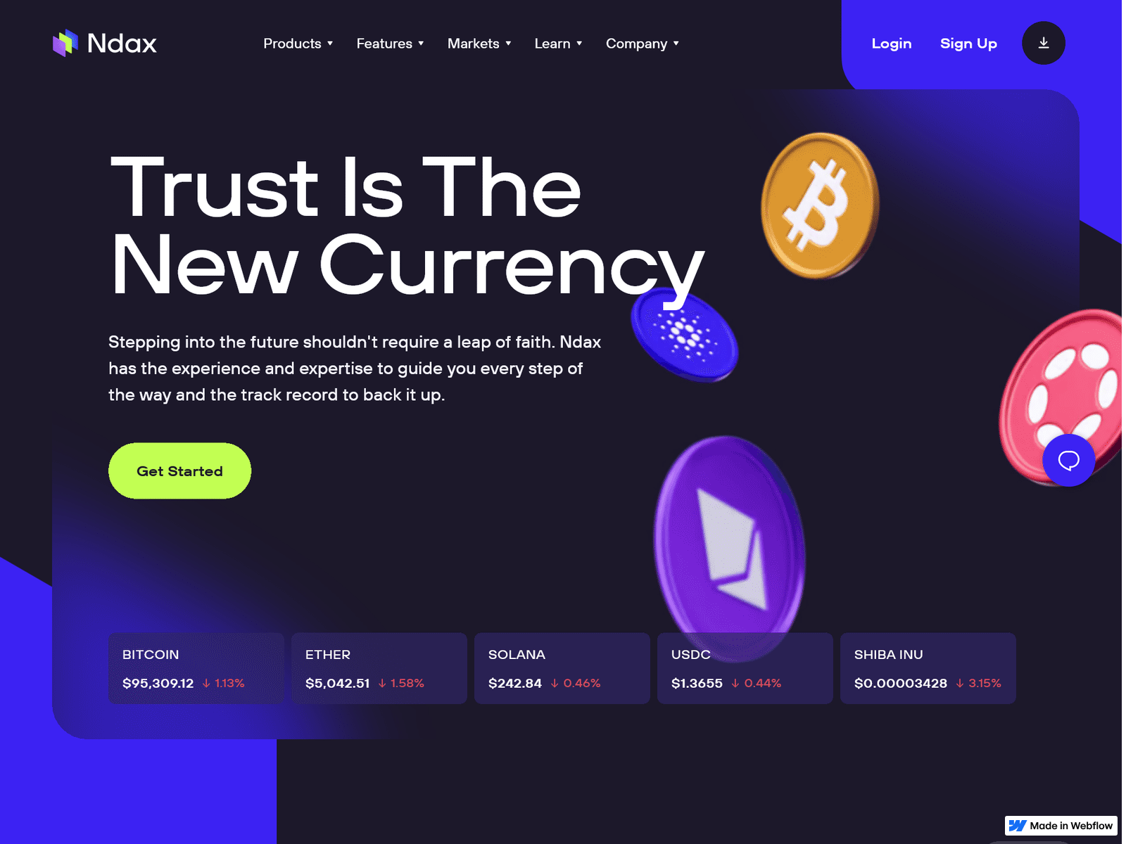 Screenshot of portal--ndax--io-apps.webflow.io