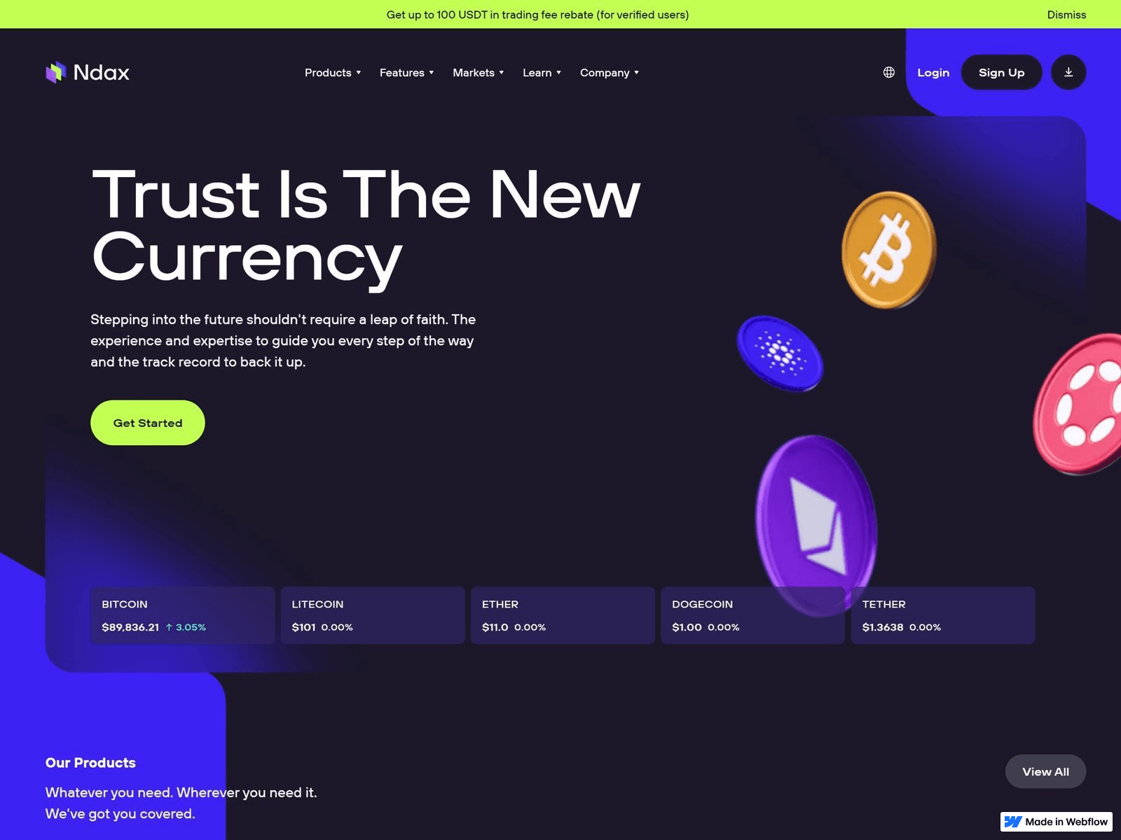 Screenshot of portal-cdn-ndaxx-login.webflow.io