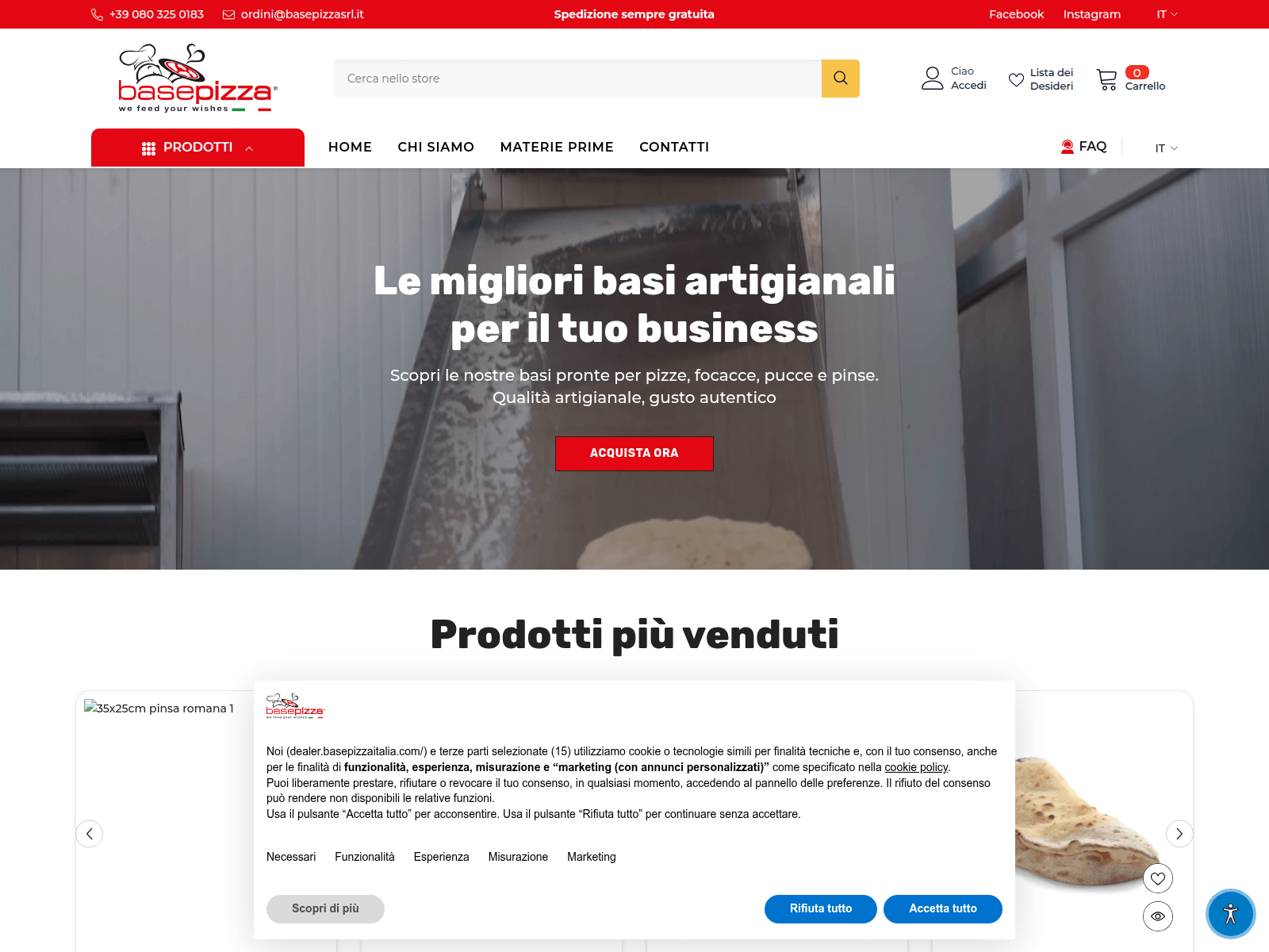 Screenshot of shop.basepizzaitalia.com