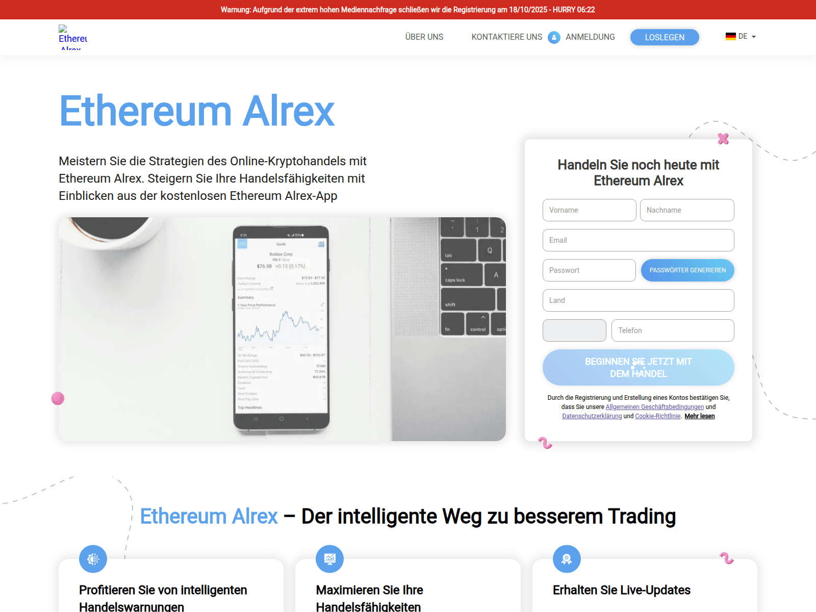 Screenshot of theethereumalrex-com.trackfinanceworld.com