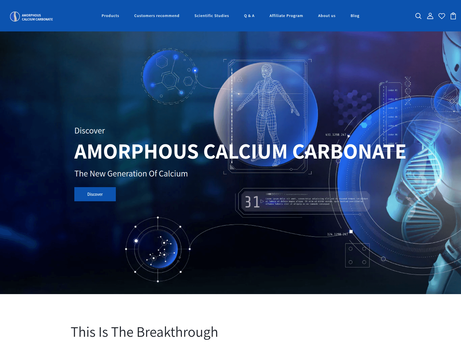 Screenshot of amorphous-calcium.com