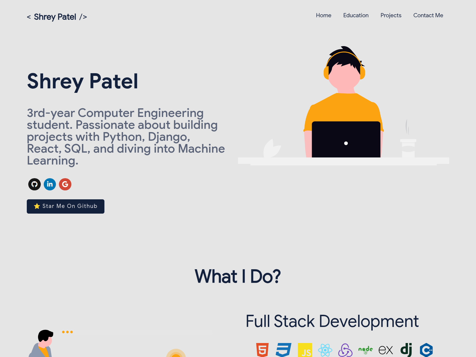 Screenshot of shreypatel2327.github.io