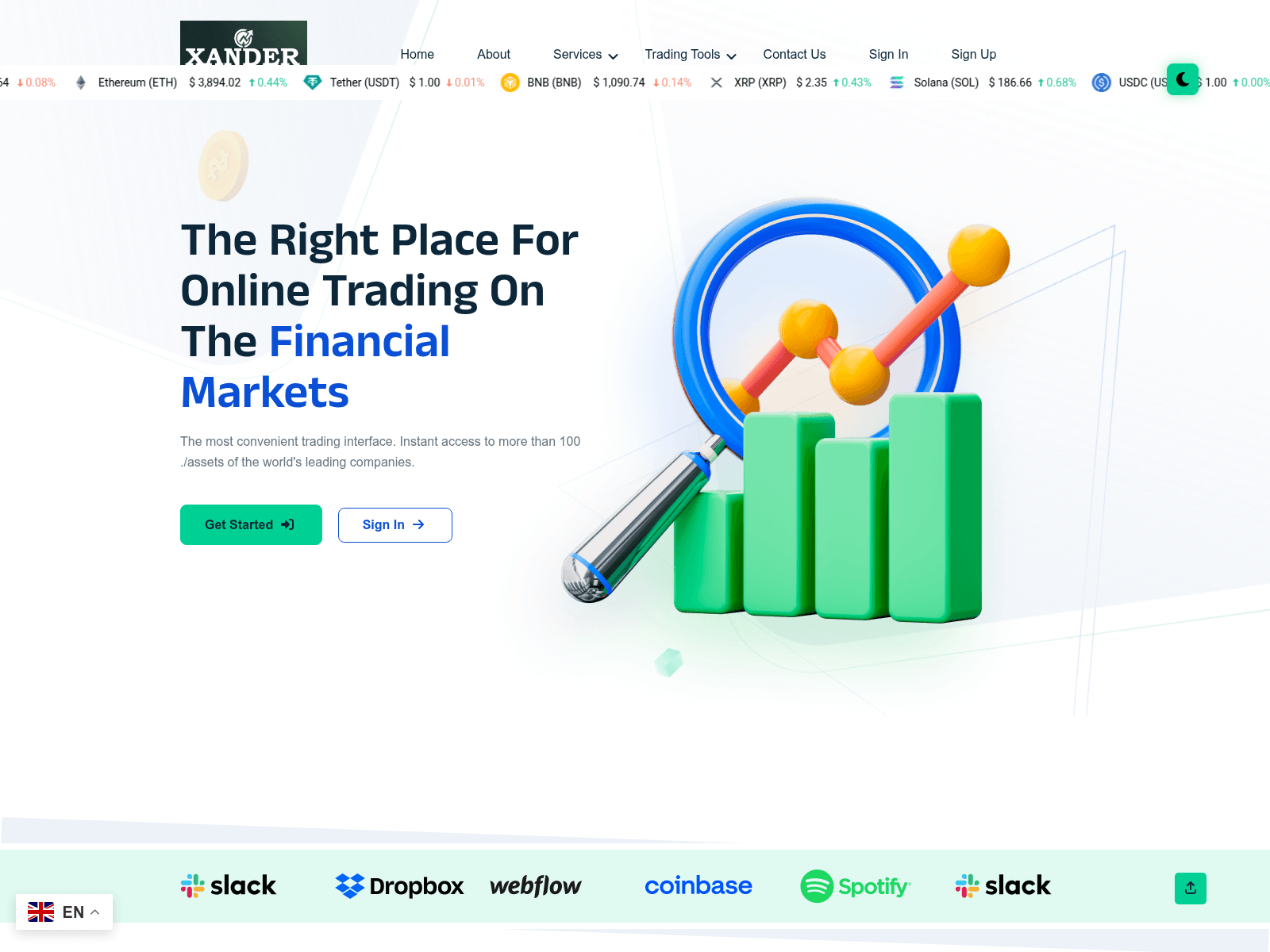 Screenshot of xandercoin.com