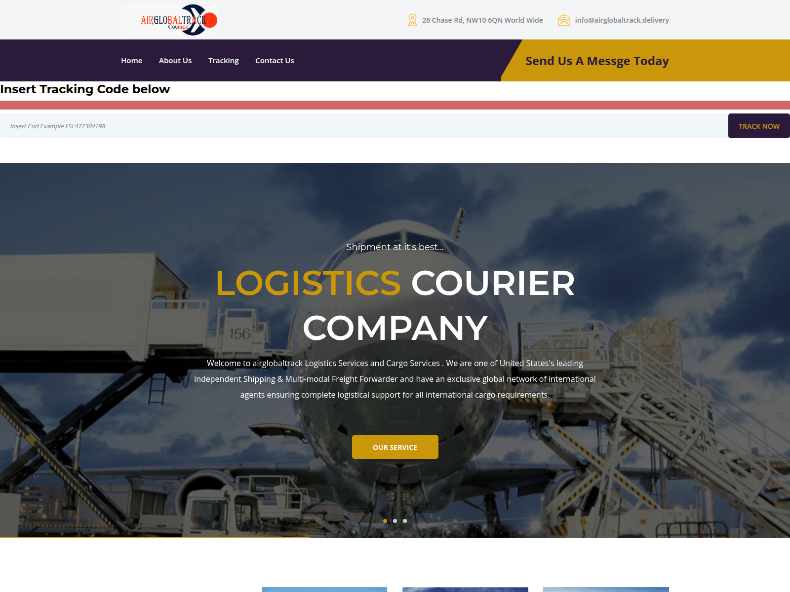 Screenshot of airglobaltrack.delivery.xpressworldwidecourier.com