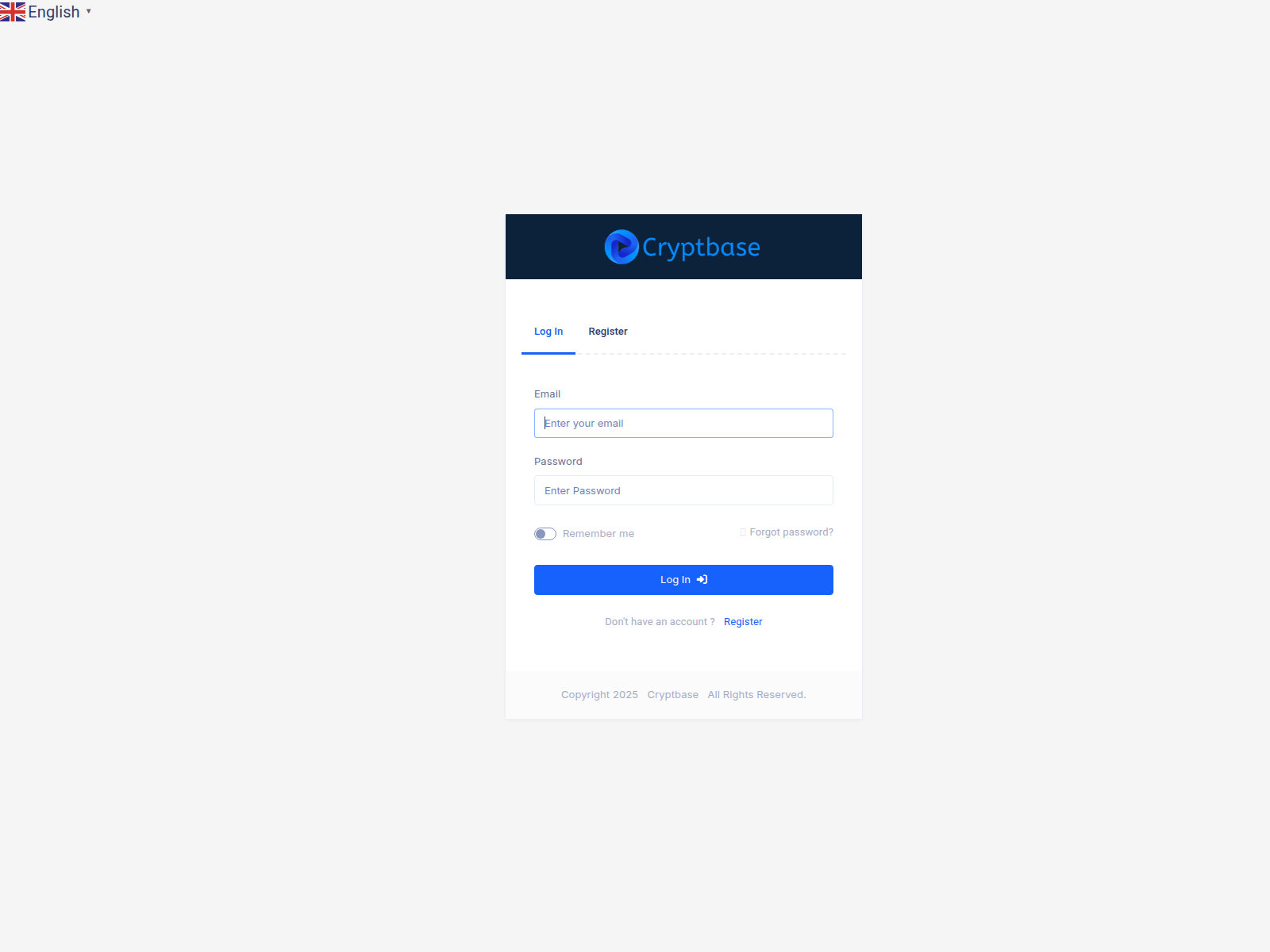 Screenshot of account.cryptbase.net
