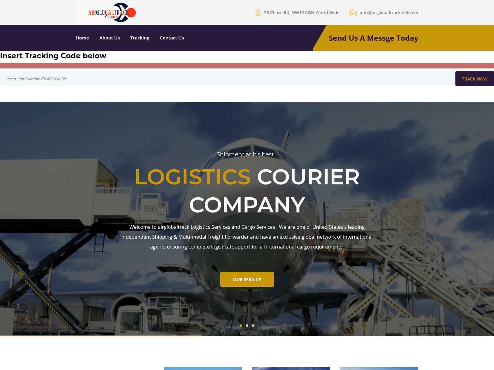 Screenshot of airglobaltrack.delivery