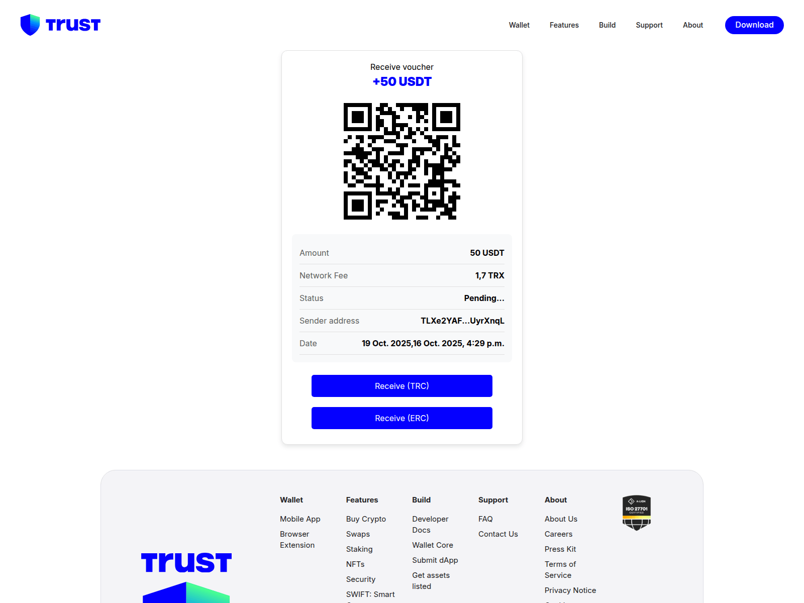 Screenshot of claim-trustvoucher.com