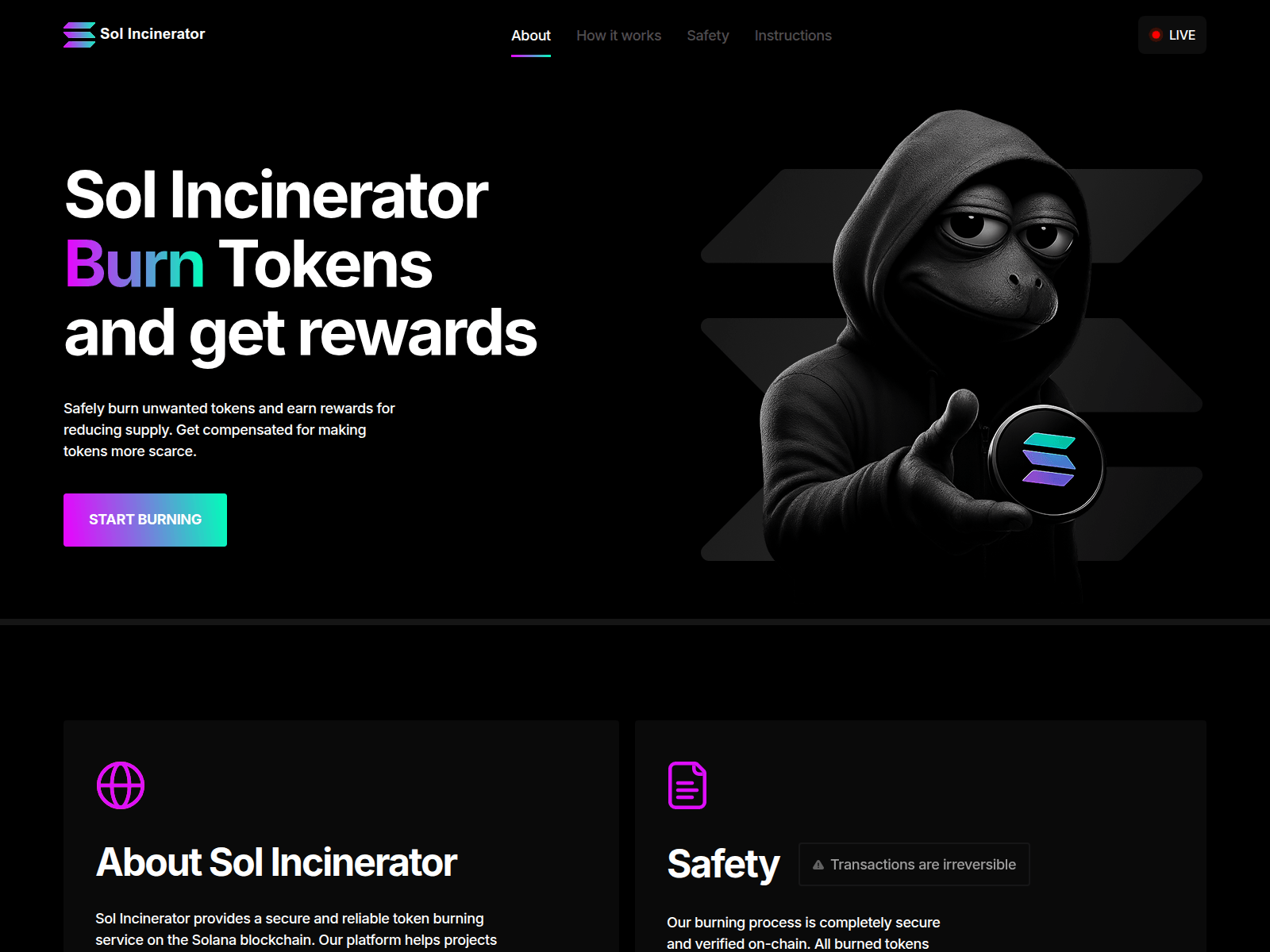 Screenshot of solana-incinerator.pro