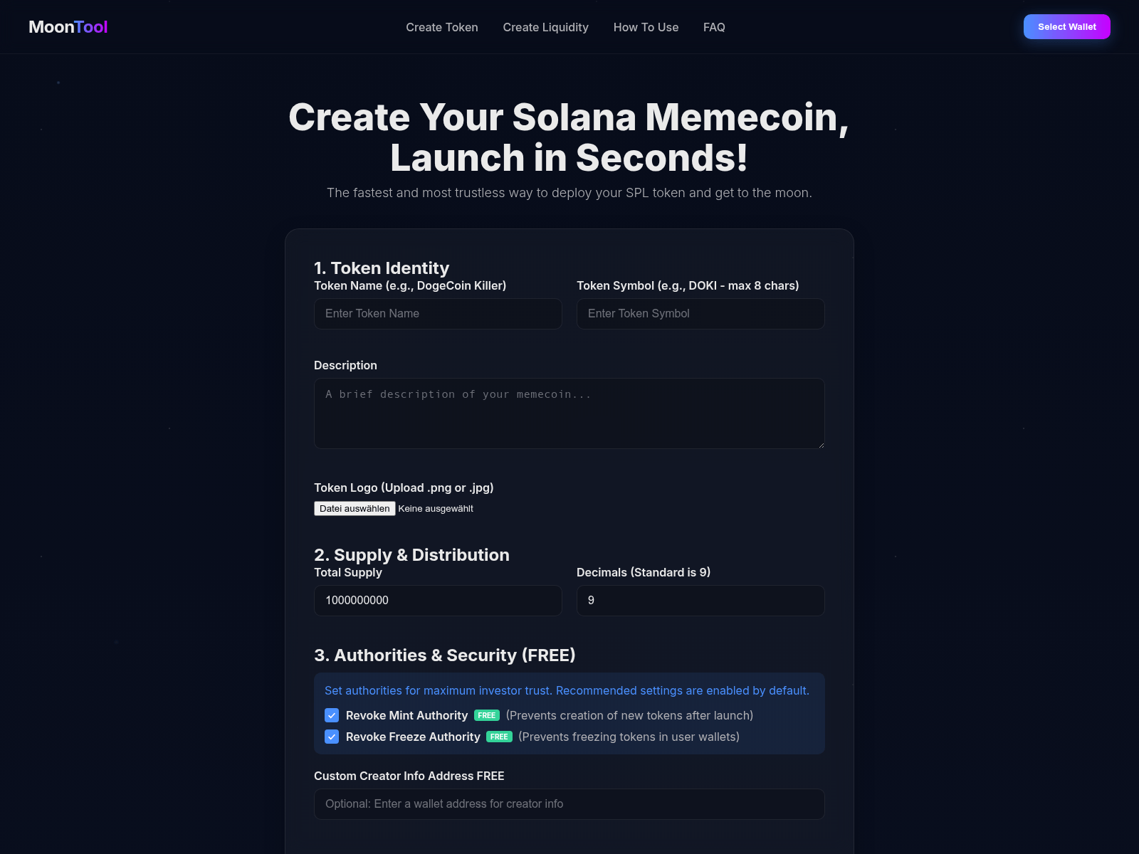 Screenshot of moontool.org