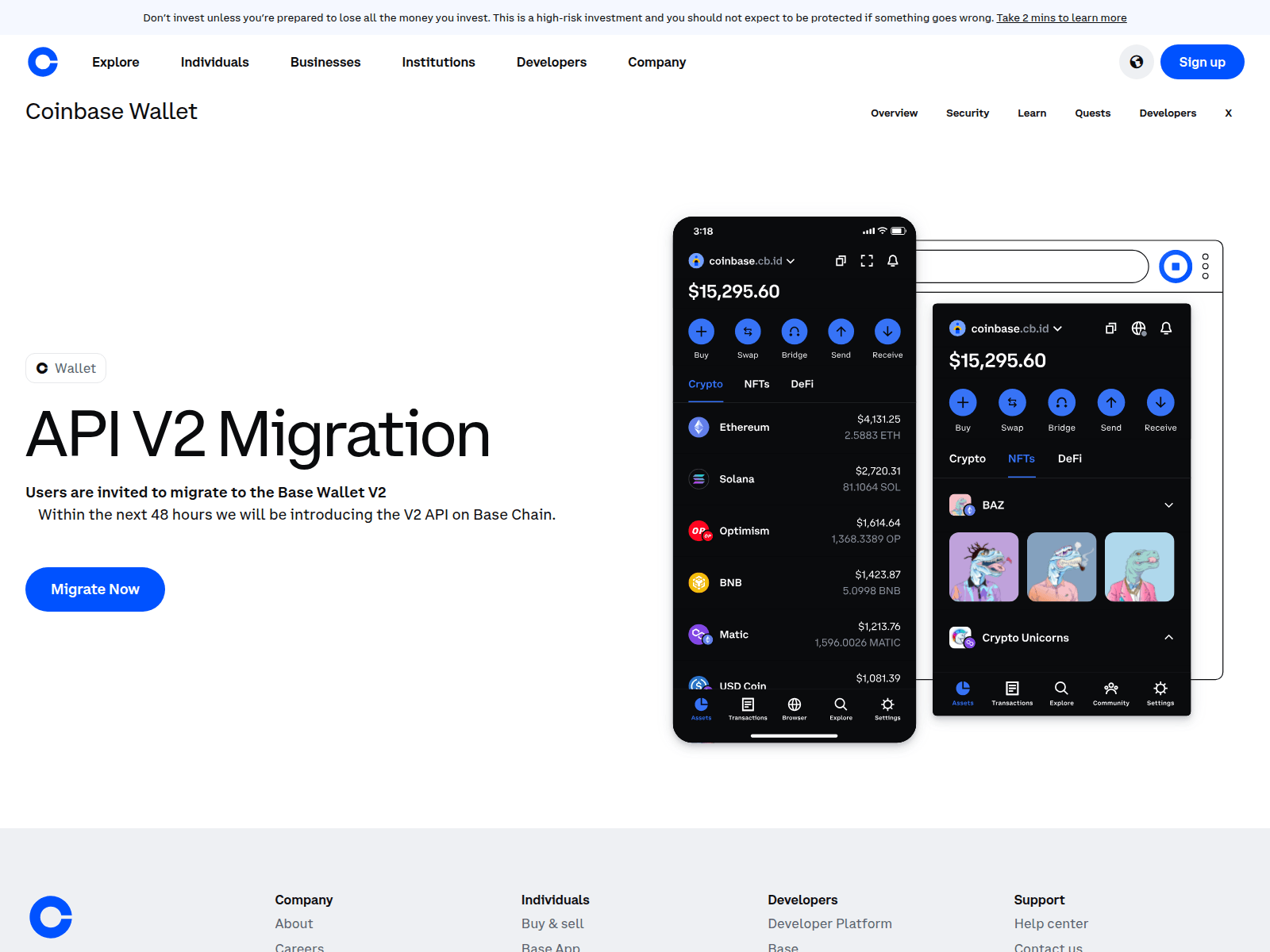 Screenshot of migrate-coinbase.com