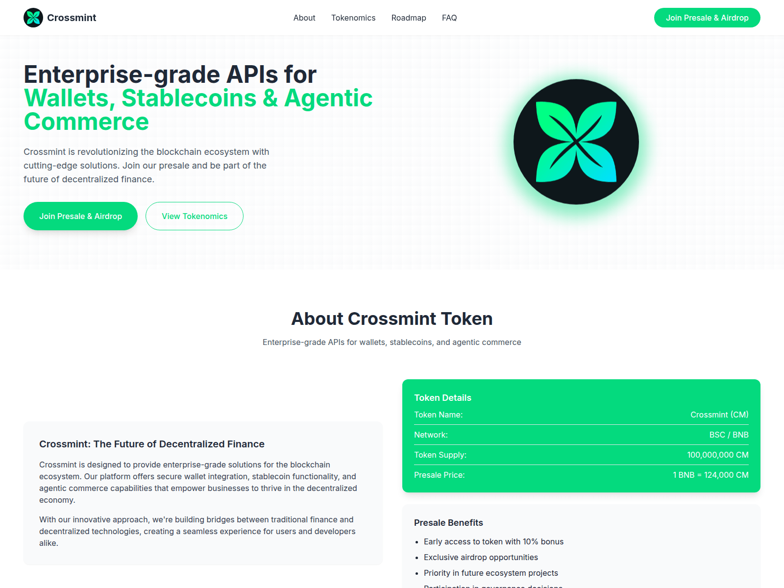 Screenshot of crossminttoken.xyz