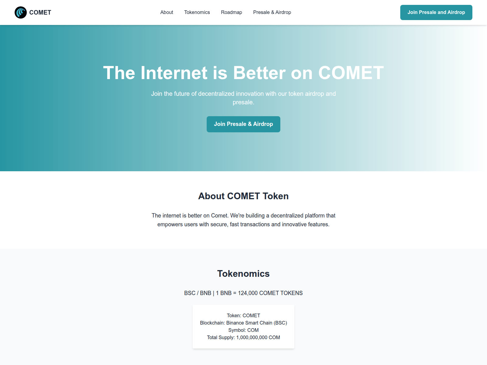 Screenshot of cometpresale.xyz