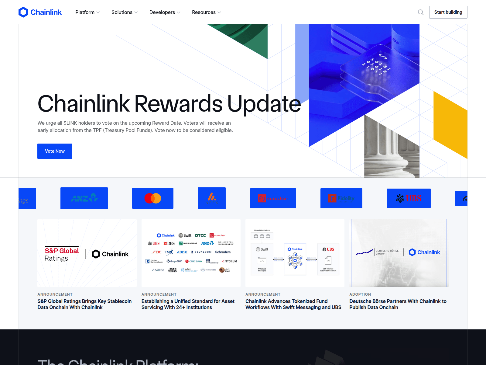 Screenshot of vote-chainlink.com