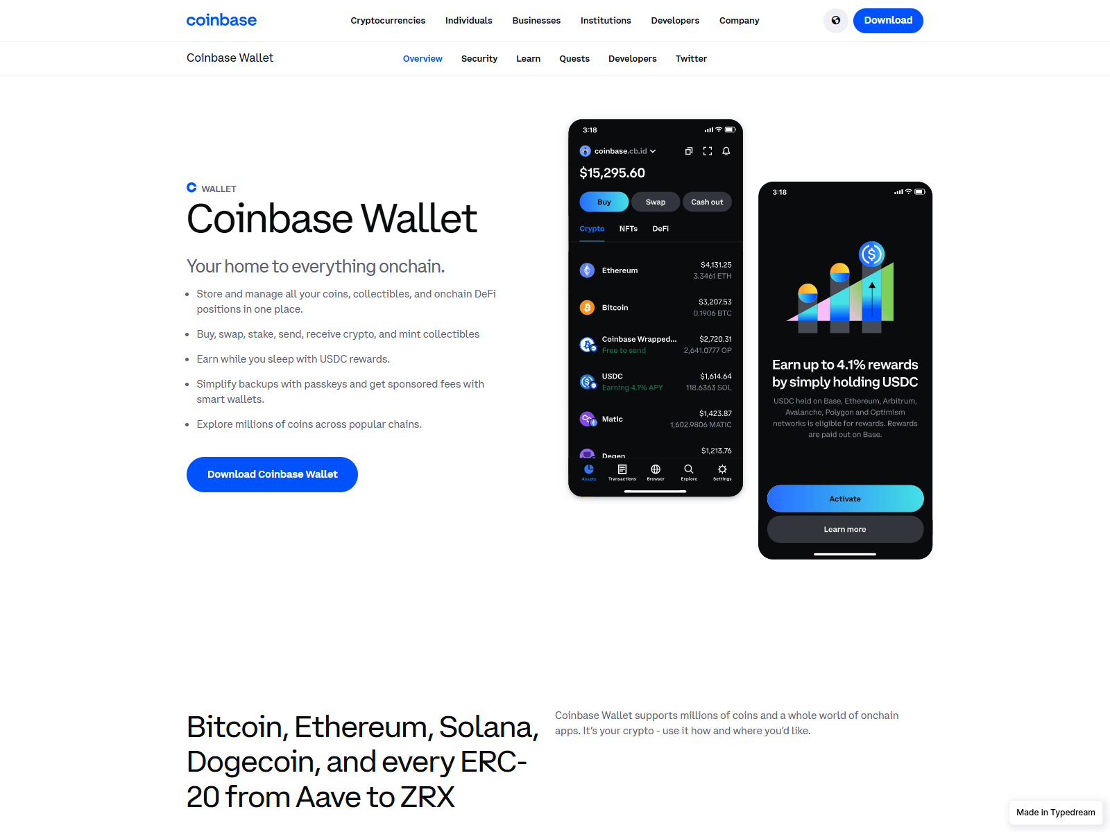 Screenshot of coinbase-chrom-web3.typedream.app