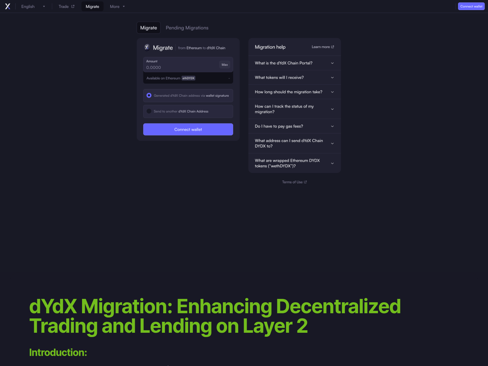 Screenshot of dydx-migration.github.io