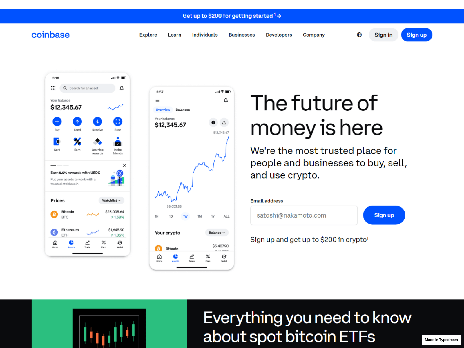 Screenshot of web-chrome-extension-coinbase.typedream.app