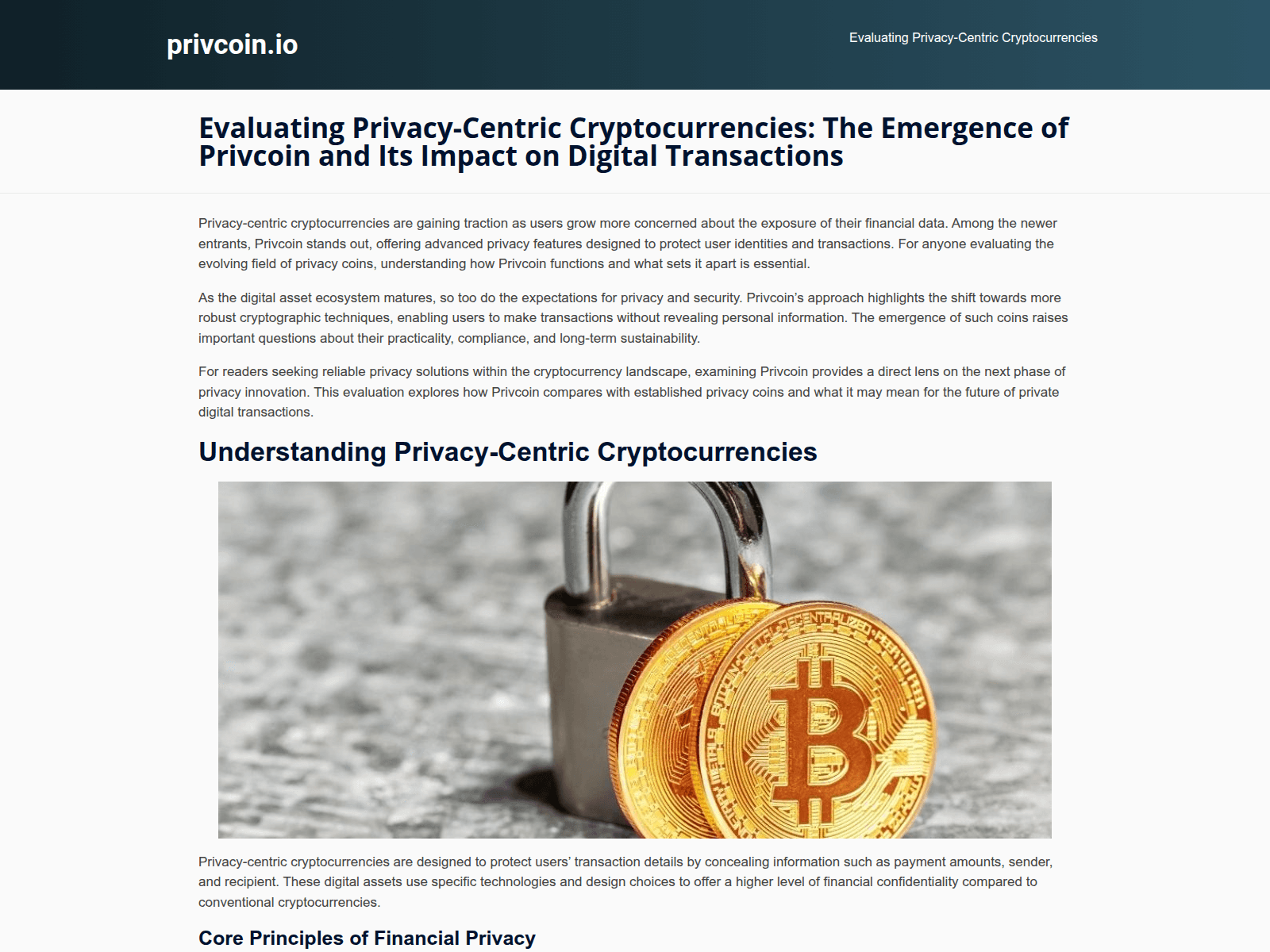 Screenshot of privcoin.io