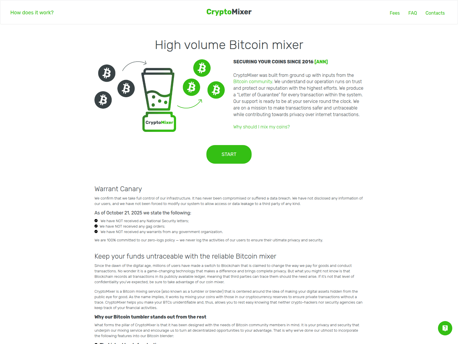 Screenshot of cryptomixer.to