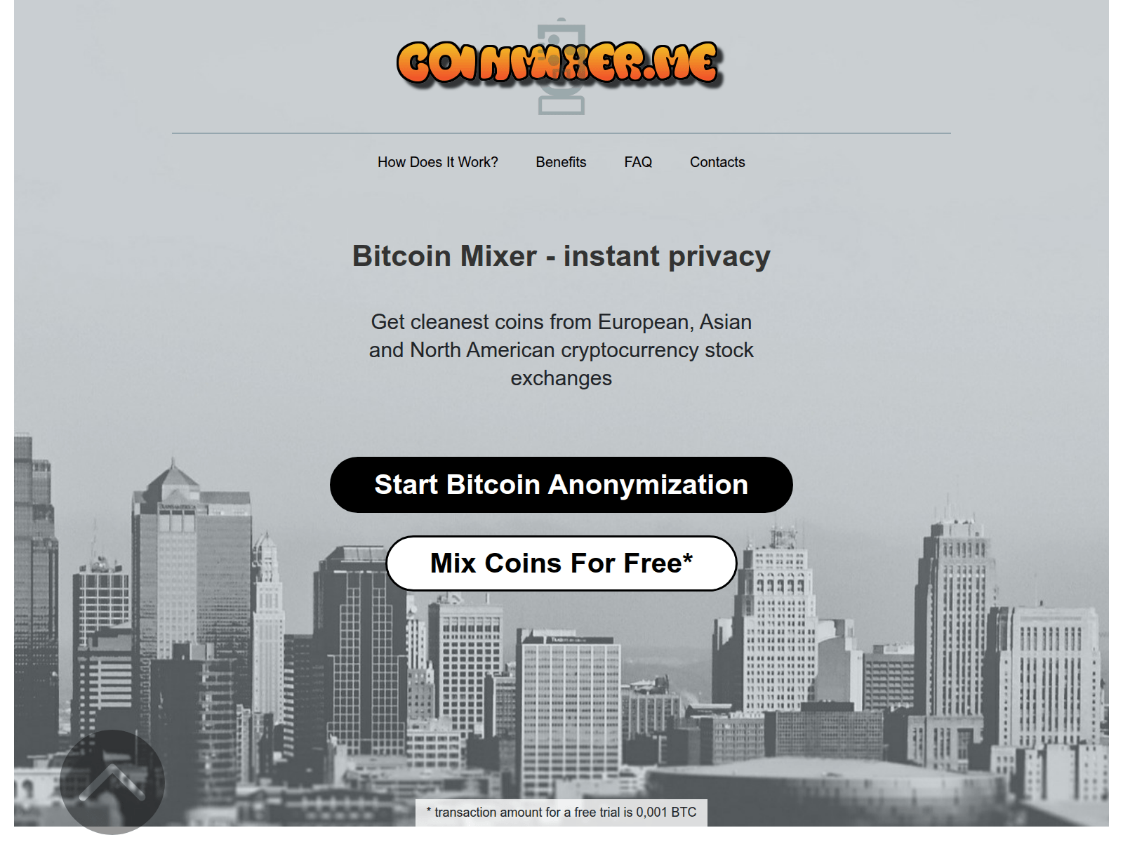 Screenshot of coinmixer.me