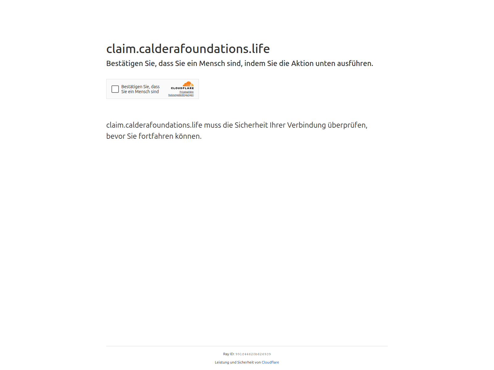 Screenshot of claim.calderafoundations.life