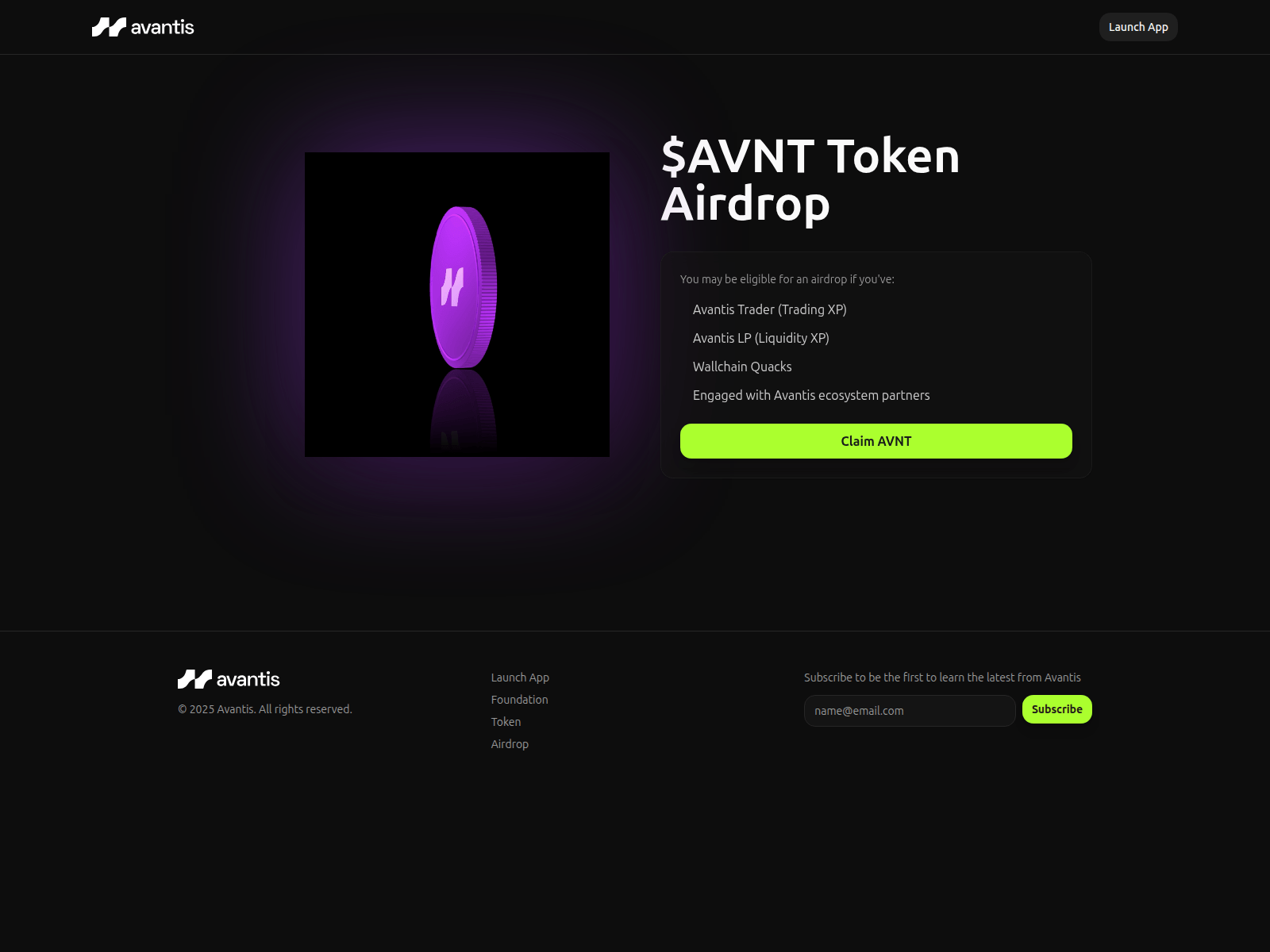 Screenshot of avantisreward.center