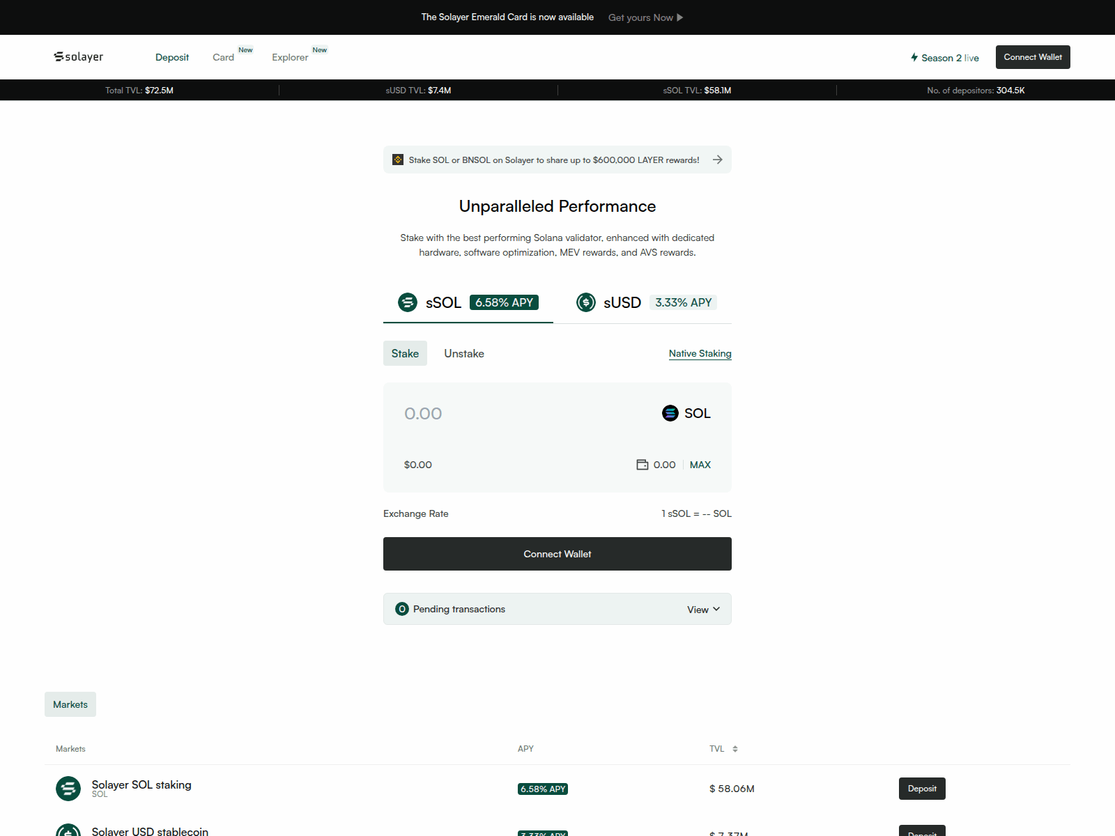 Screenshot of solayer-app.xyz