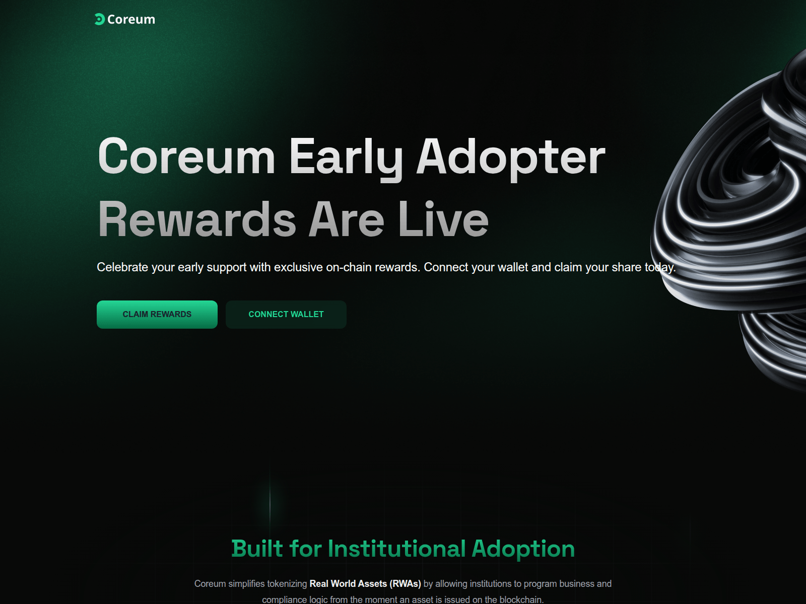 Screenshot of coreumrewards.com