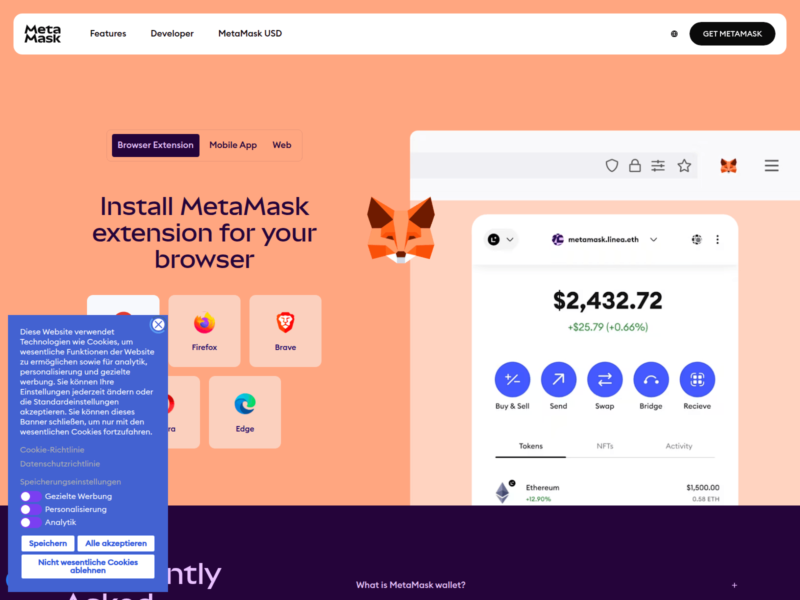 Screenshot of metamask.blog