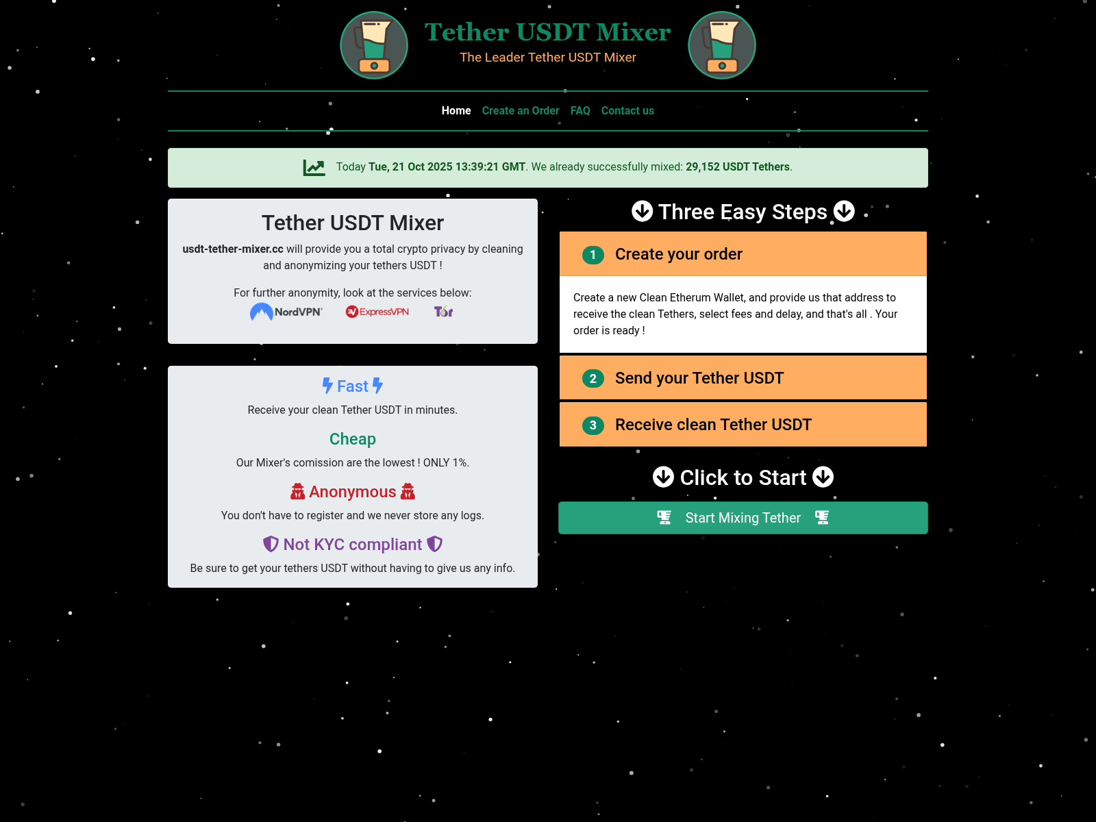 Screenshot of usdt-tether-mixer.cc