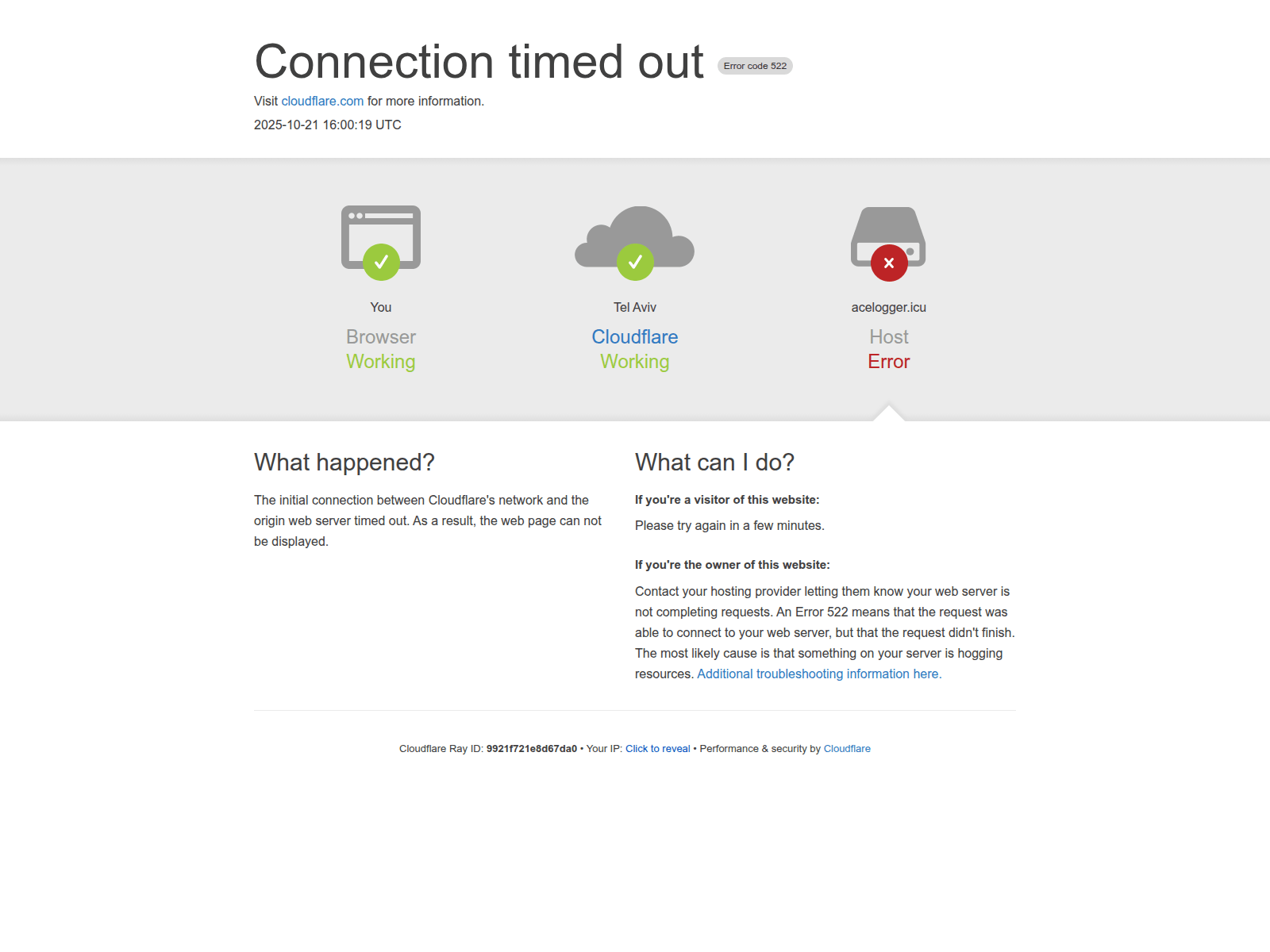 Screenshot of acelogger.icu