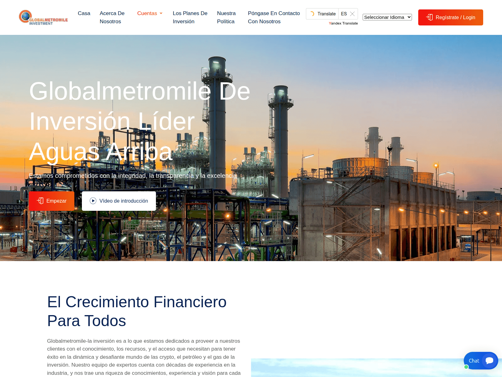 Screenshot of globalmetromile-investment.com