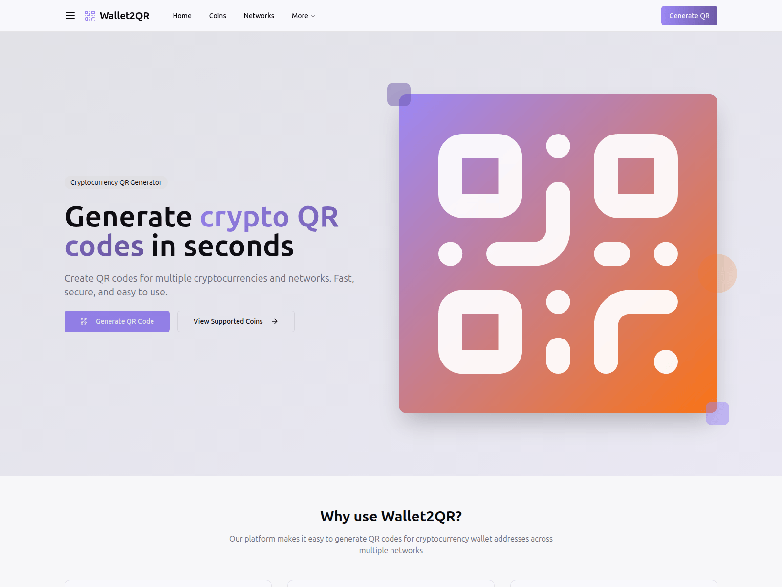 Screenshot of www.wallet2qr.com