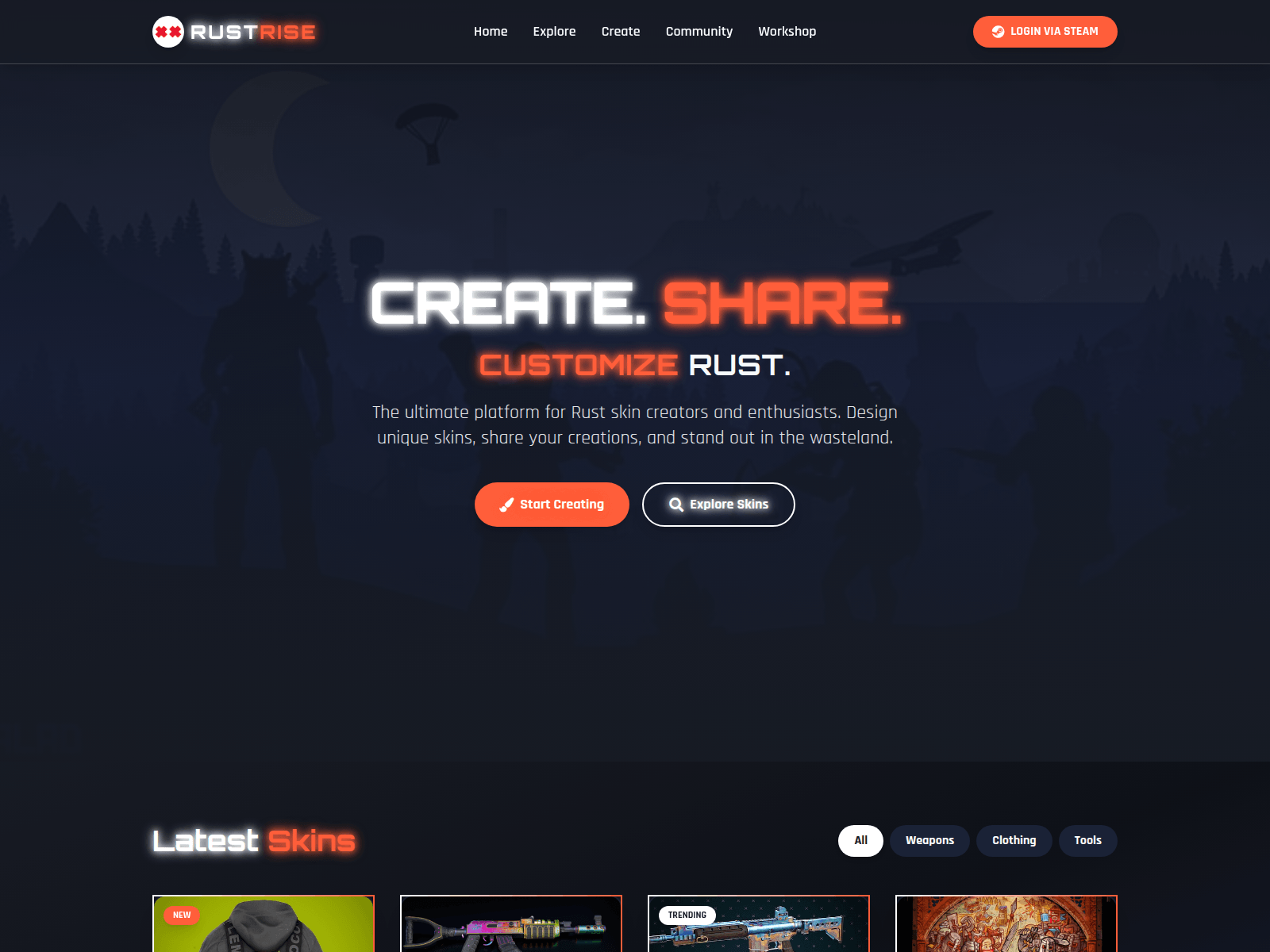 Screenshot of rustrise.net