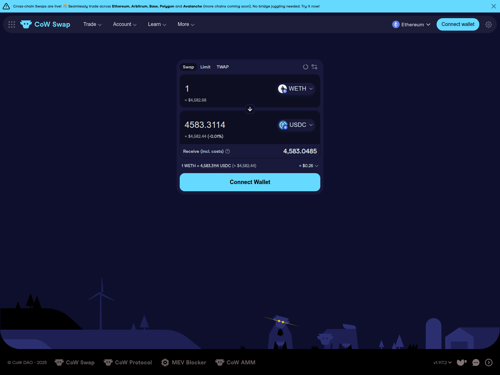 Screenshot of cowerinswap.com