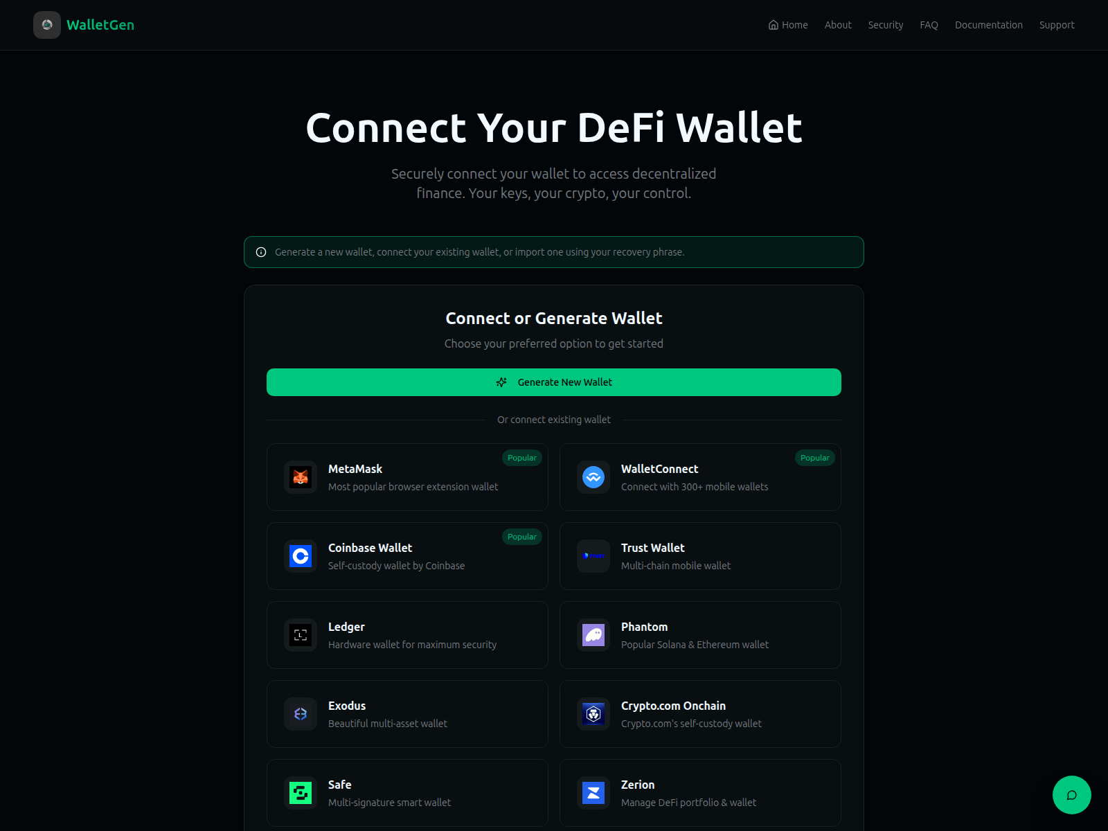 Screenshot of walletgen.dev