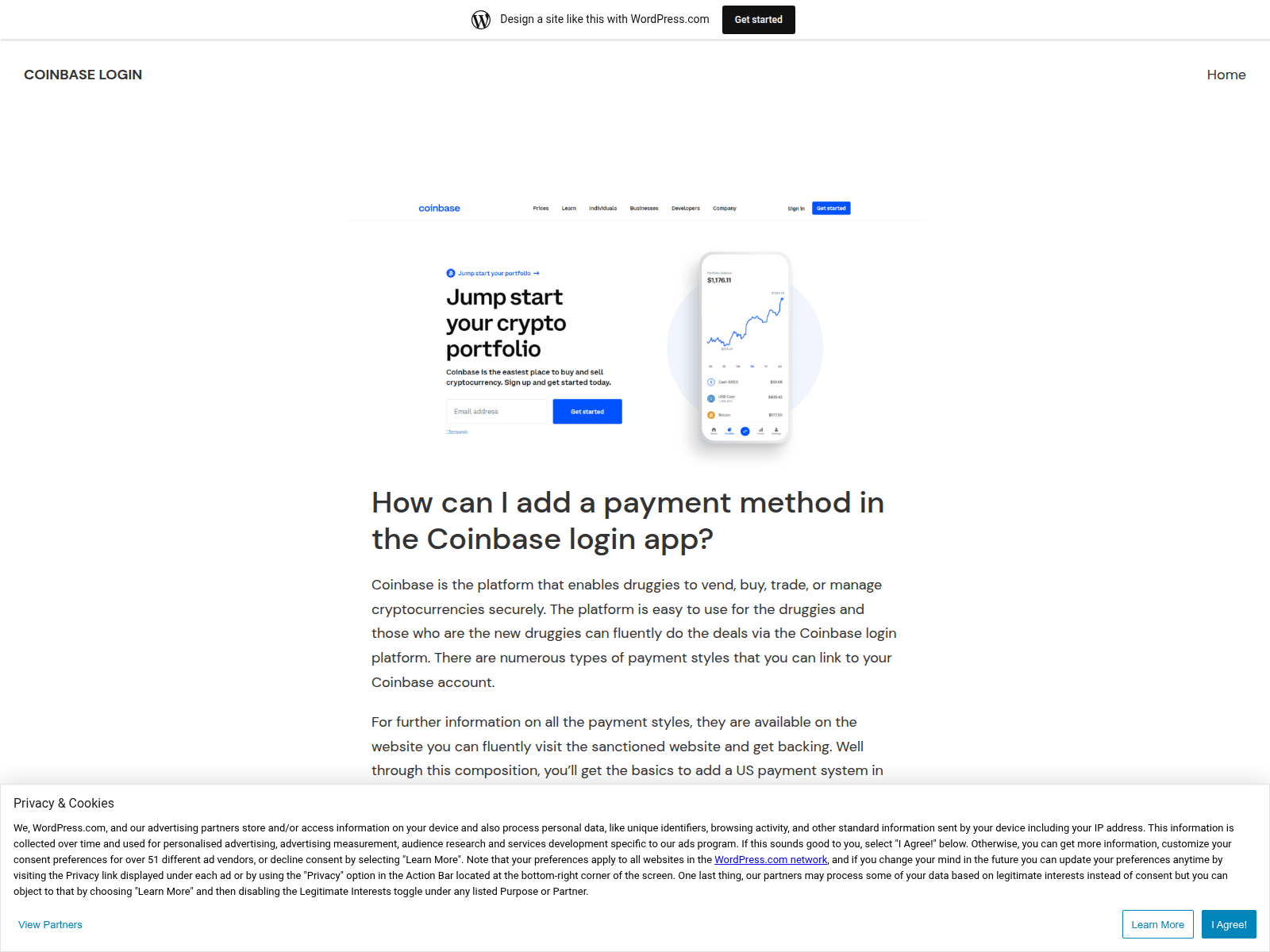Screenshot of coinibaseloginn.wordpress.com