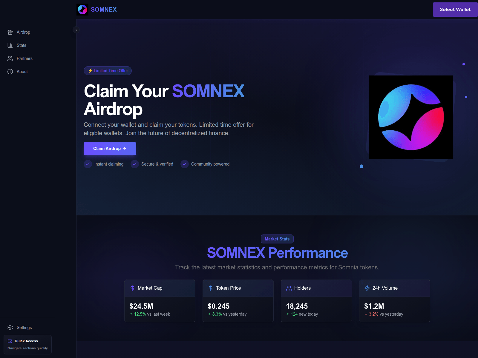 Screenshot of somnexsol-airdrop.com