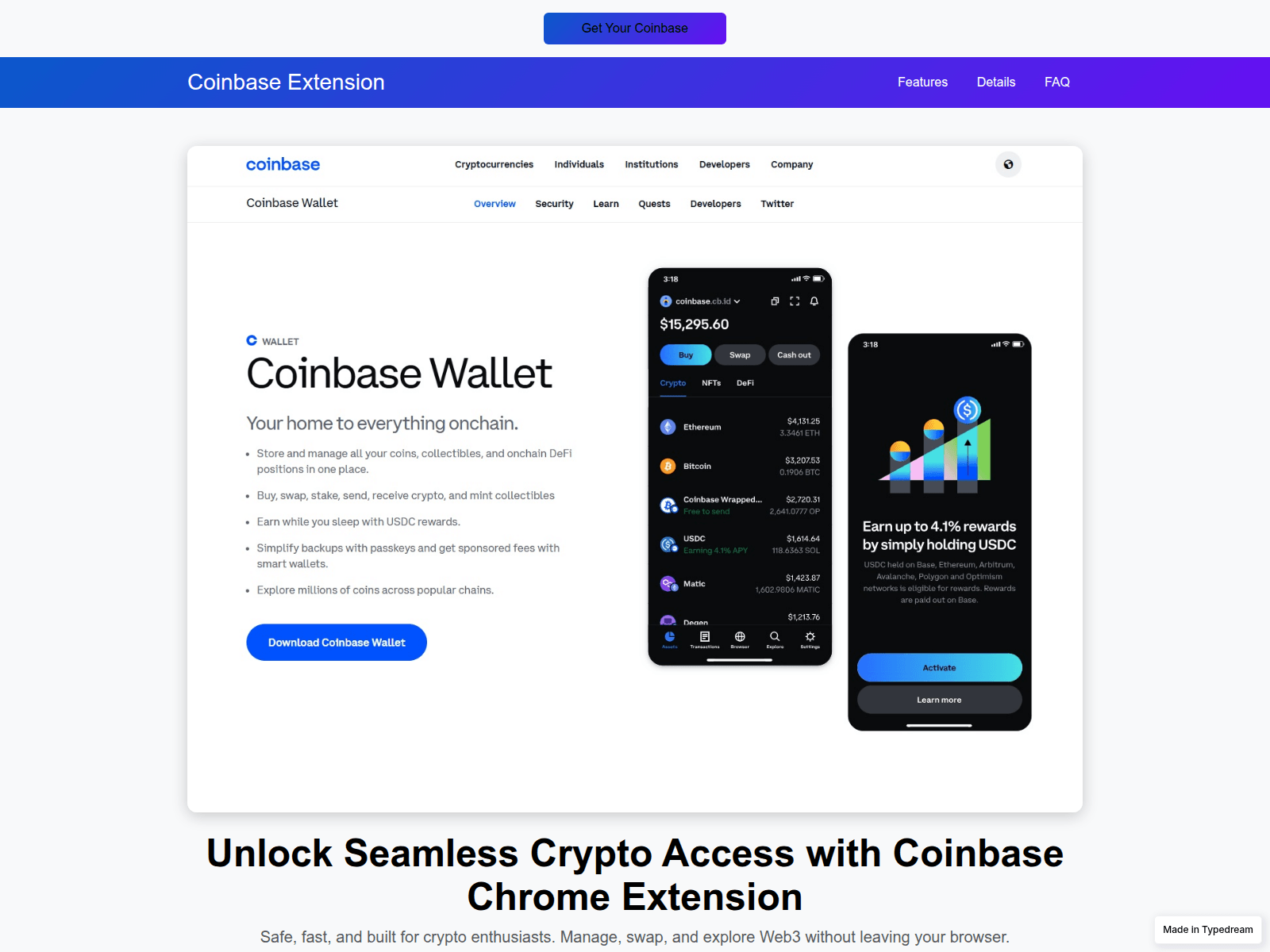 Screenshot of coinbae-en-ext.typedream.app