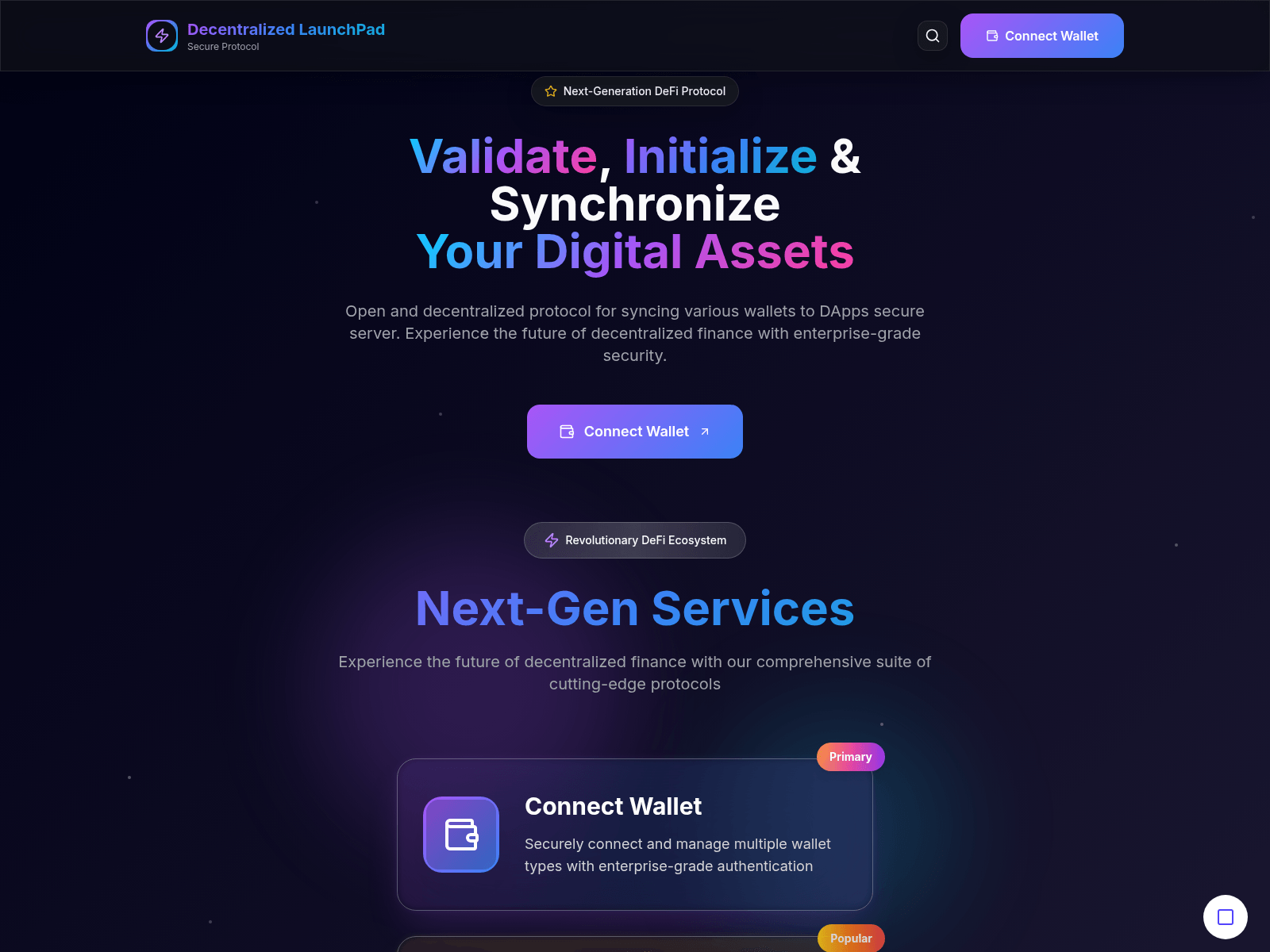 Screenshot of decexilunchpad.dev