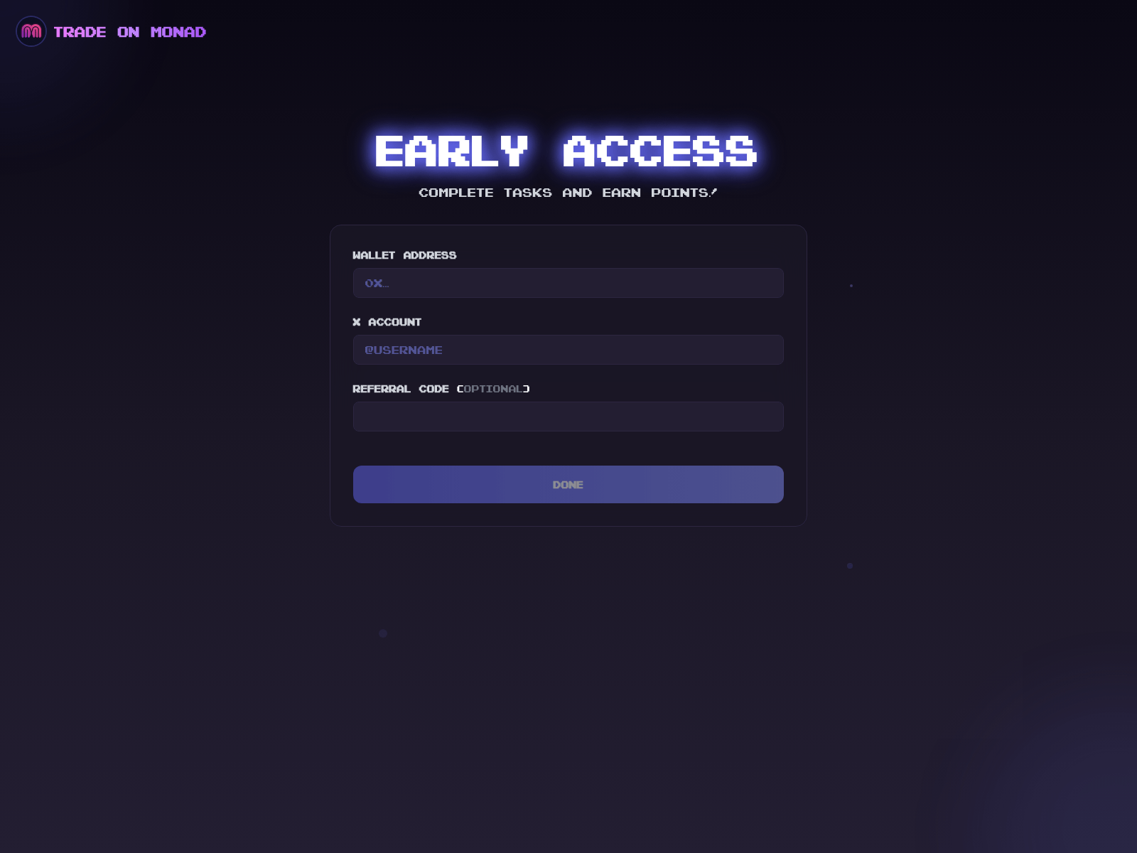 Screenshot of airdrop.trademonad.xyz