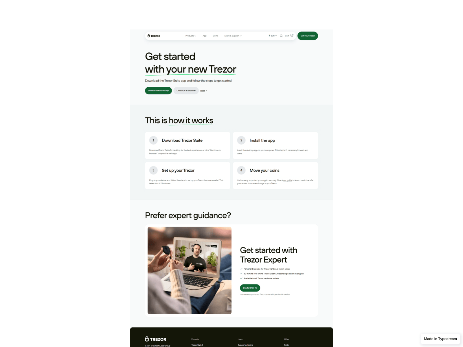 Screenshot of faq-io-start-trezr-cdn-us.typedream.app