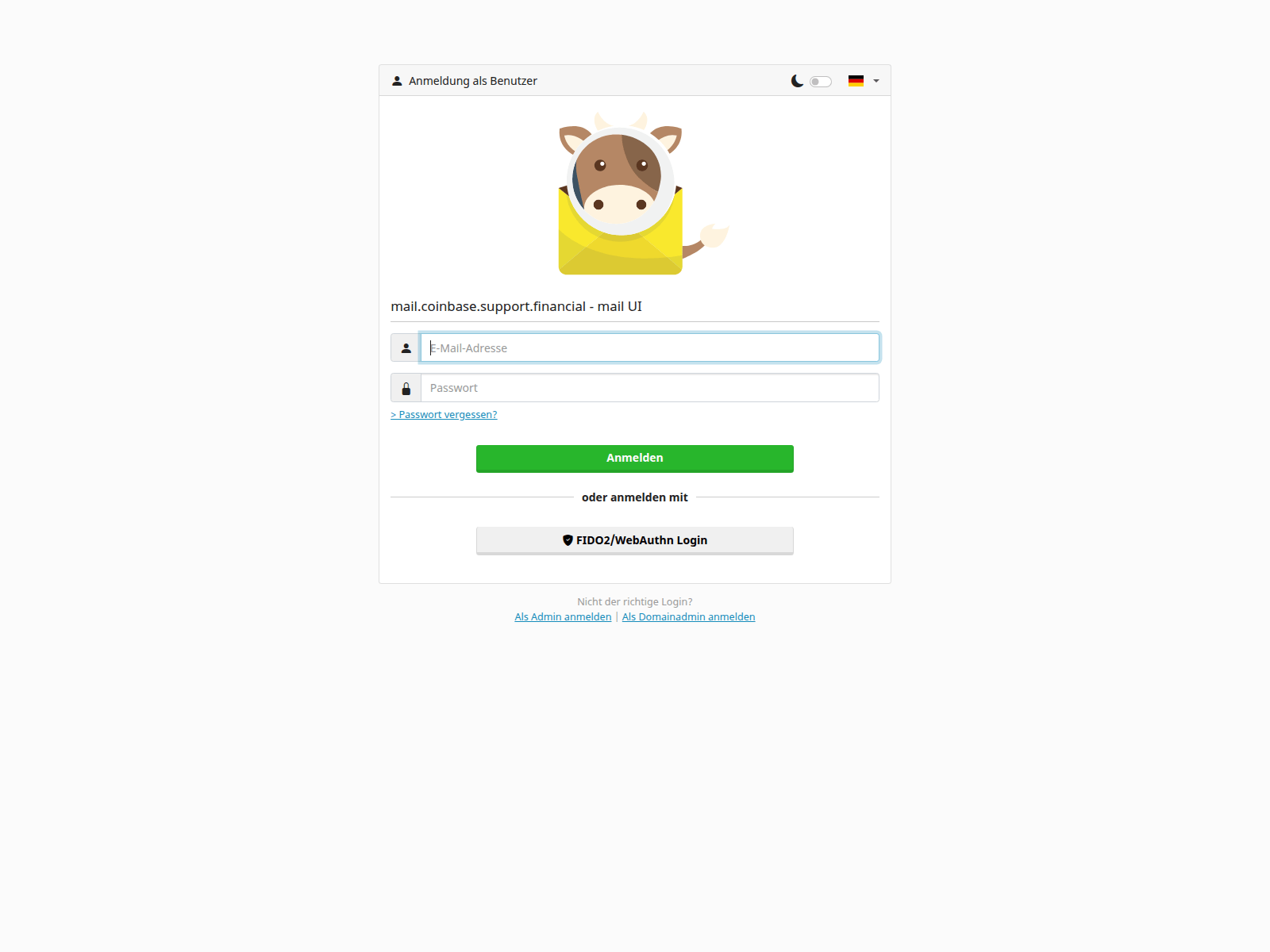 Screenshot of mail.coinbase.support.financial