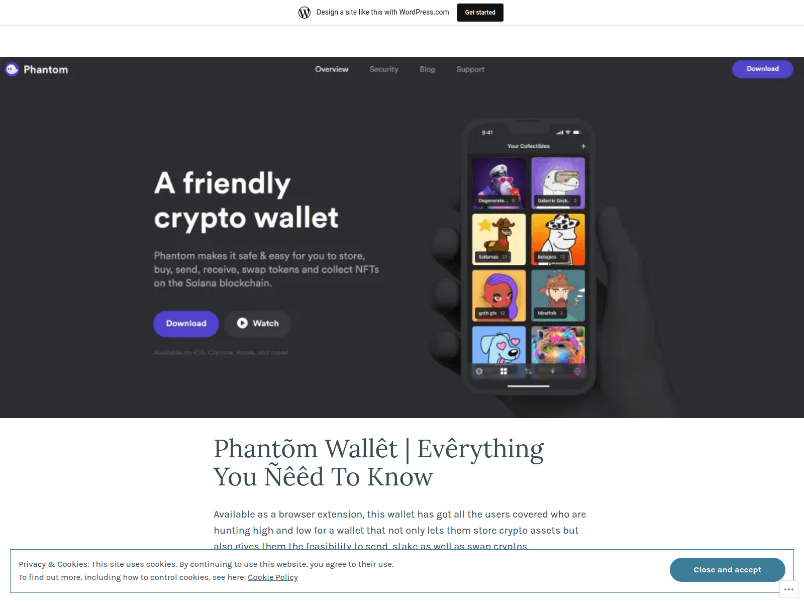 Screenshot of phantonappswallet.wordpress.com