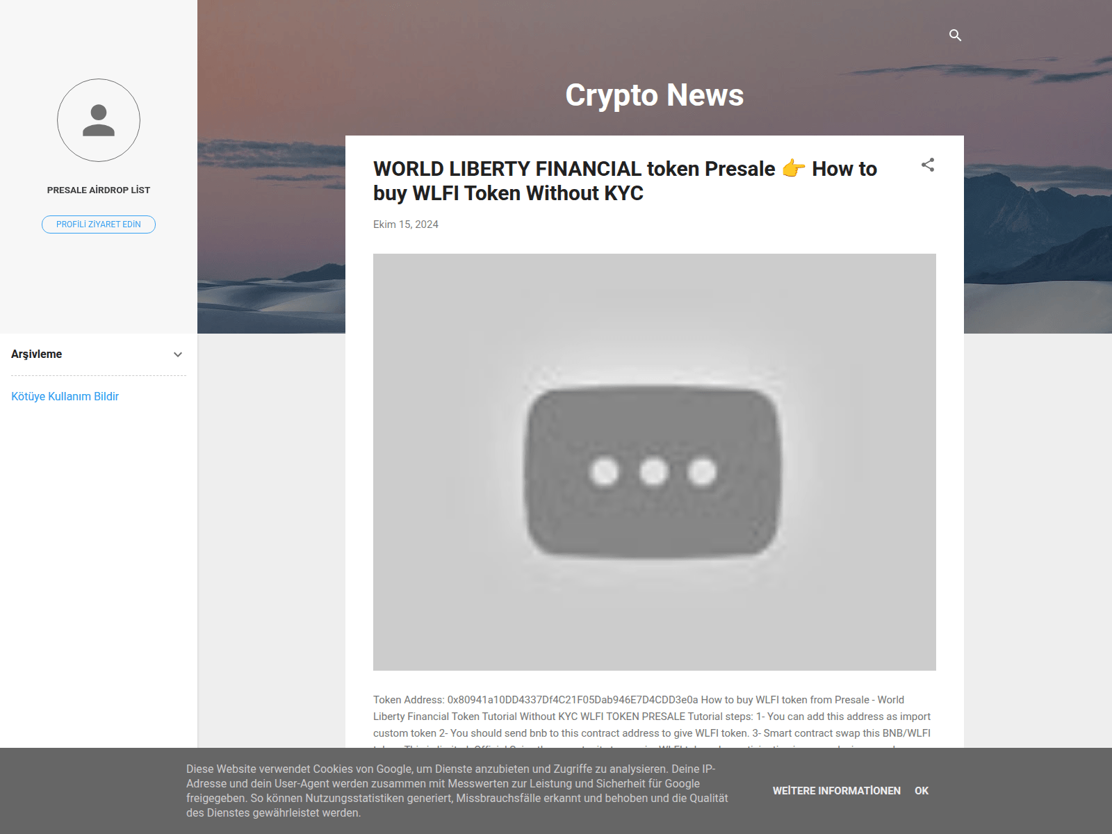 Screenshot of presalenewsairdrop.blogspot.com